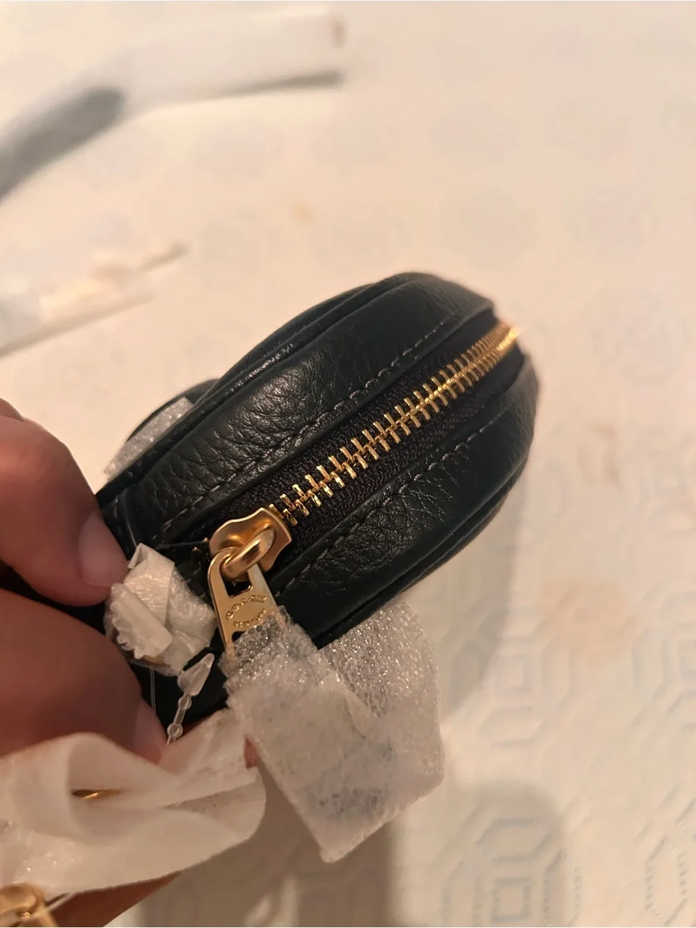 Coach Black Pebbled Leather Mini Crossbody/ fanny with Embossed Carriage Logo